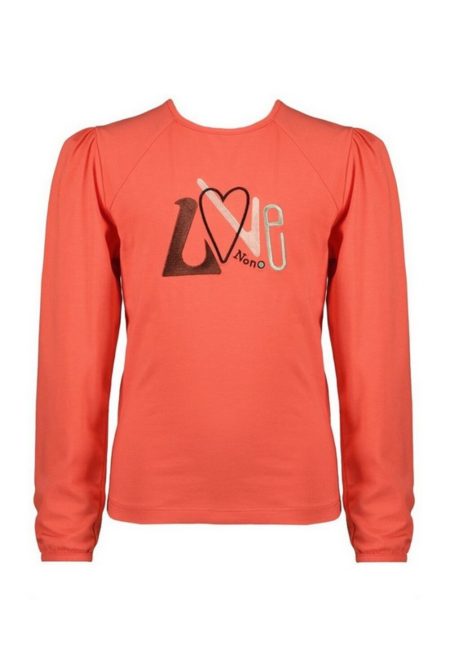 NoNo Meisjes shirt kookie print love winter coral