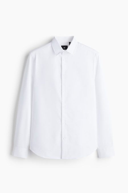 H & M - COOLMAX®-overhemd - Slim Fit - Wit