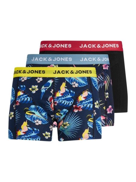 Jack - Jones Jacflower Bird Trunks 3 Pack Noos Boxershorts Surf The Web Black - Black