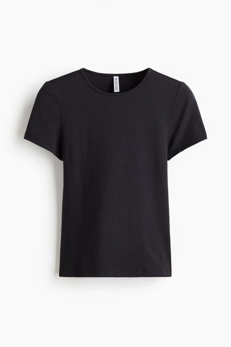 H & M - T-shirt van microvezel - Zwart