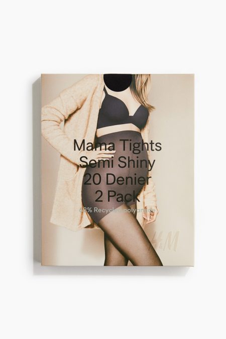 H & M - MAMA 2 panty's - 20 denier - Zwart