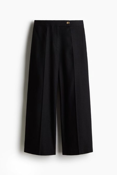 H & M - Pantalon van linnenmix - Zwart
