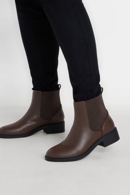 Chelsea Boots Met Dikke Zool En Elastische Inzet In Een (Extra) Brede Pasvorm In Bruin Imitatieleer