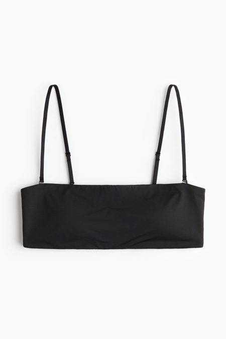 H & M - Padded bandeau-bh van tricot - Zwart