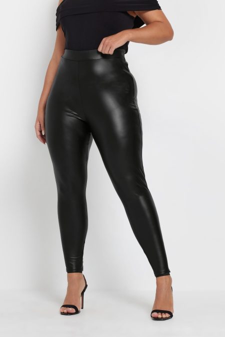 Yours Stretch Legging Met Coating In Zwart