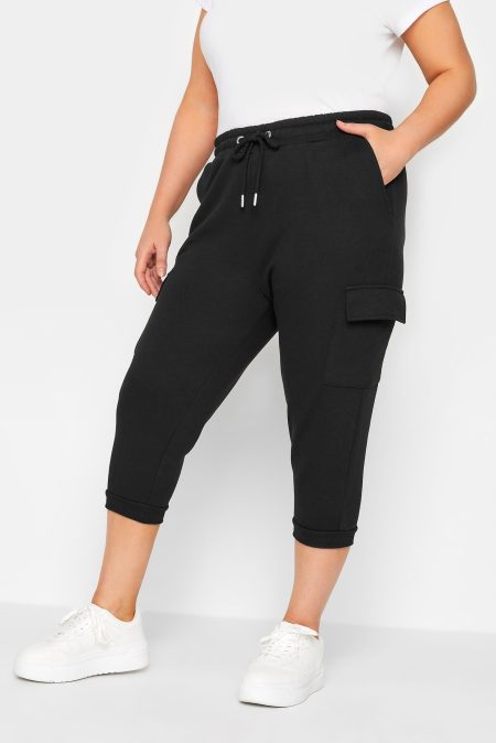 Yours Cropped Joggingbroek Met Cargozakken In Zwart