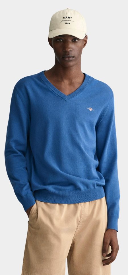 Gant Pullover Blauw Classic Cotton V-Neck 8030562/407