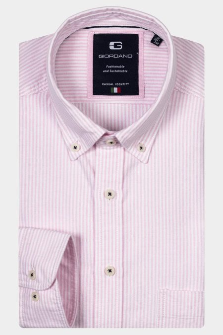Giordano Casual hemd lange mouw Roze Brando