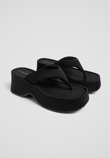 Stradivarius Platform-slipper  Zwart 39