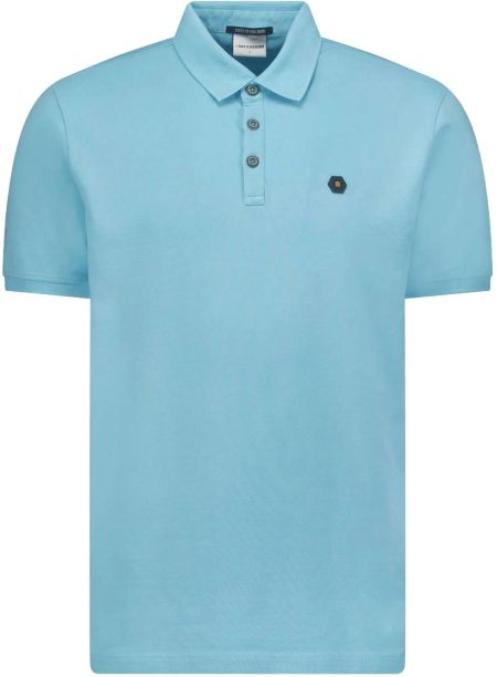 No Excess Polo korte mouw pique garment dyed aqua