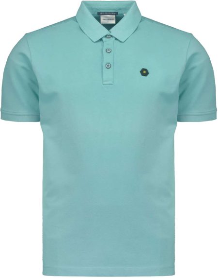 No Excess Polo korte mouw pique garment dyed pacific