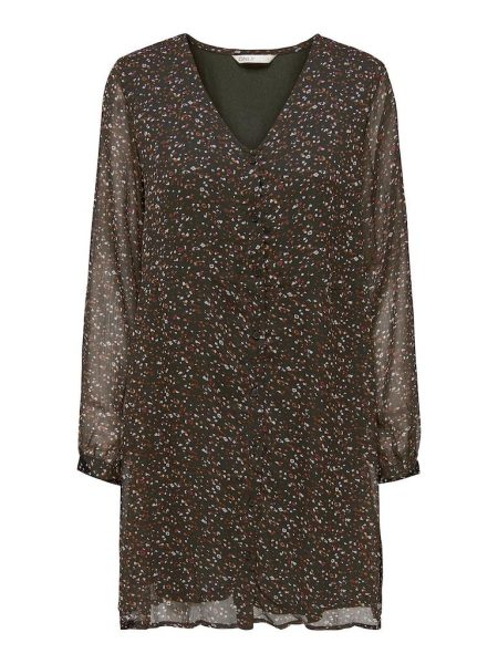 Only Onlriley L/s V-neck Button Dress Ex Ptm Jurk Rosin Elodie