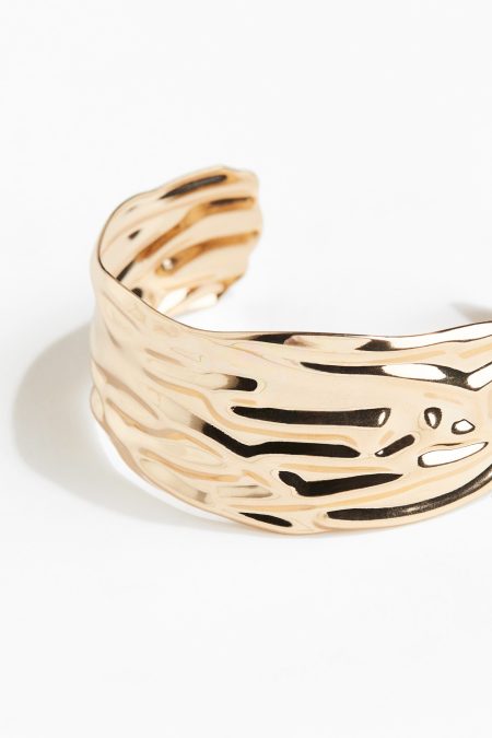 H & M - Cuffarmband met structuur - Goud