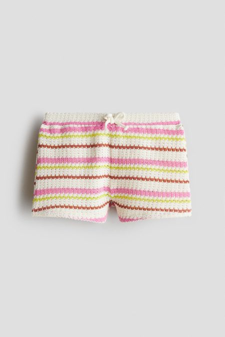 H & M - Structuurgebreide short - Wit