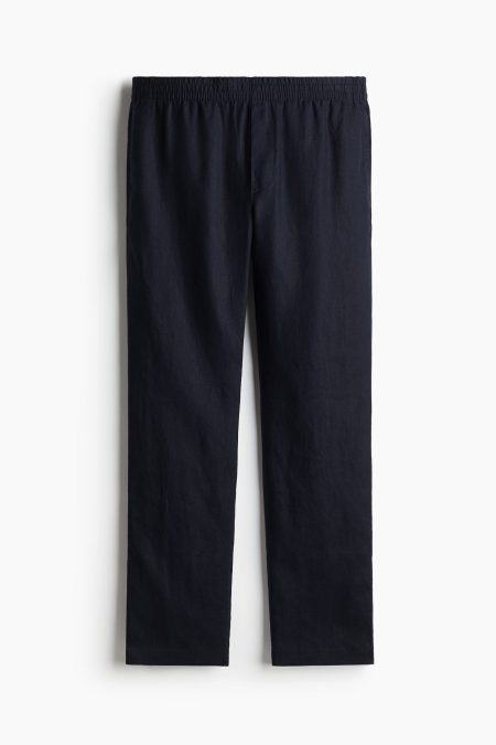 H & M - Linnen broek - Regular Fit - Blauw