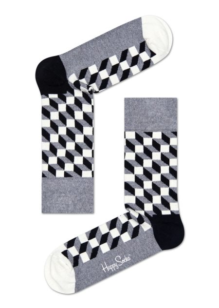 Happy Socks Filled optic sokken zwart/wit/grijs maat 41-46