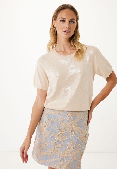 Top Gebreid met Pailletten Zand