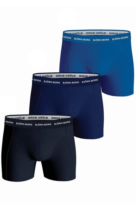 Björn Borg - Heren - Boxershort Cotton Stretch 3-Pack - Blauw/Grijs/MarineBlauw - Maat S