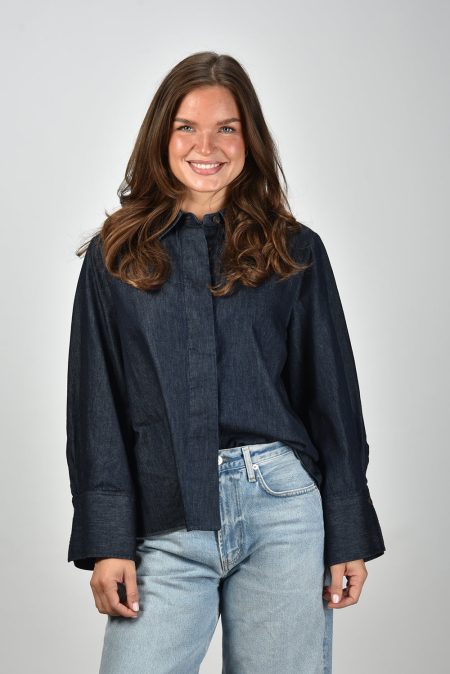 Academia blouse Lisa 75D13-520 denim stone wash blue