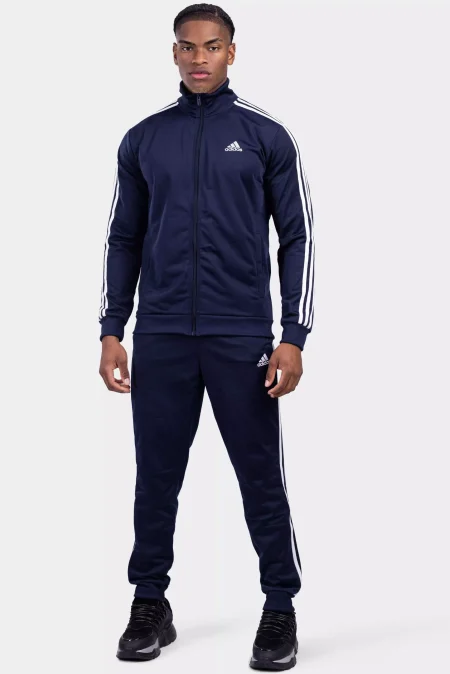 Adidas Basic 3 Stripes Trainingspak Heren Donkerblauw/Wit - Maat L - Kleur: Blauw | Soccerfanshop