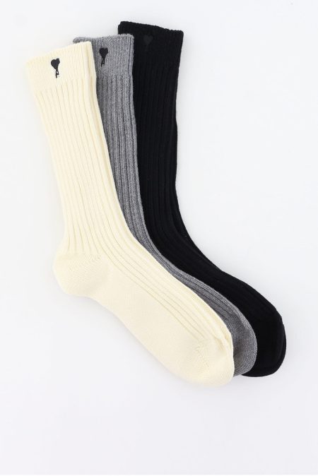 Ami Paris sokken USC611.AK0007 ecru/gris/noir