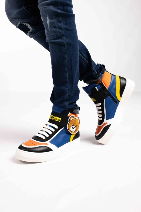 Moschino Sneakers 75980 Dames/Kids Blauw/Zwart - Maat 39 - Kleur: ZwartGeelBlauwOranje | Soccerfanshop