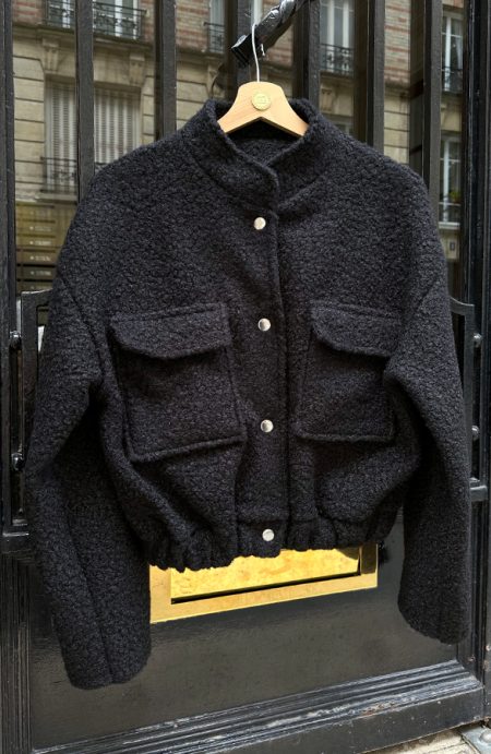Bouclé Bomber Jacket Black
