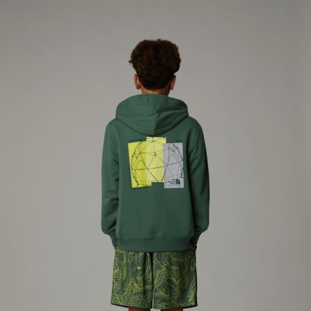 The North Face Relaxed Graphic-hoodie Voor Jongens Duck Green male