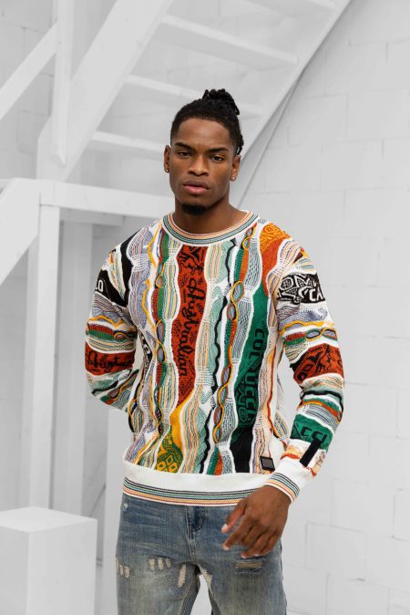 Carlo Colucci C12601 592 Sweater Heren Wit - Maat M - Kleur: WitZwartGeelGroenOranje | Soccerfanshop