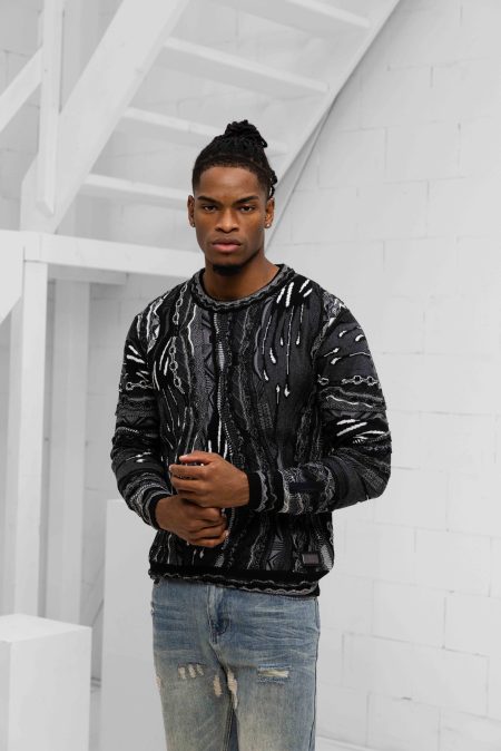 Carlo Colucci C12508 201 Sweater Heren Zwart - Maat XXL - Kleur: DonkergrijsWitZwart | Soccerfanshop