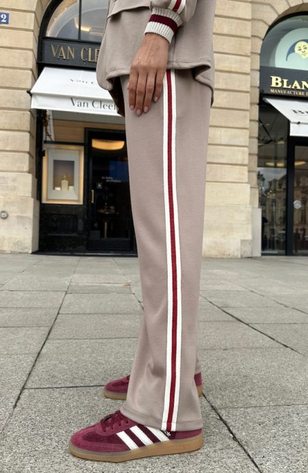 Stretch Pantalon Met Bies Taupe