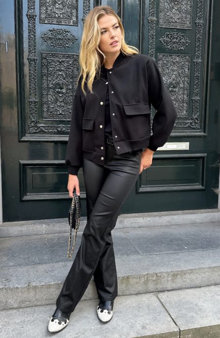 Coating Jeans Wide Leg Zwart