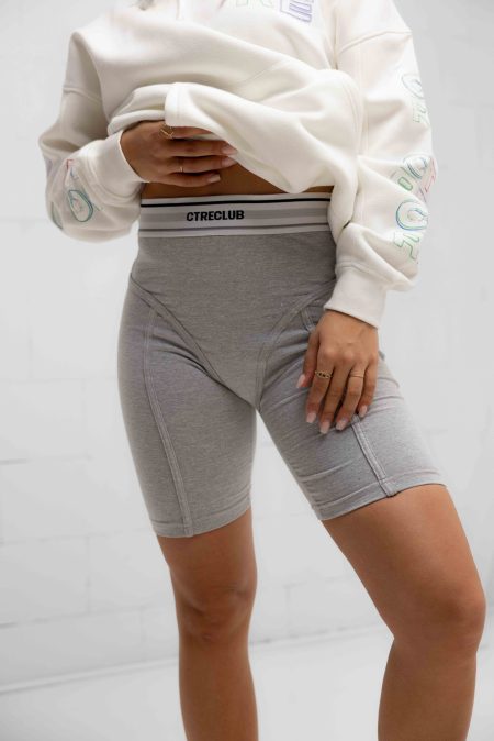 Couture Club High Waisted Zip Detail Biker Short Dames Grijs - Maat L - Kleur: Grijs | Soccerfanshop