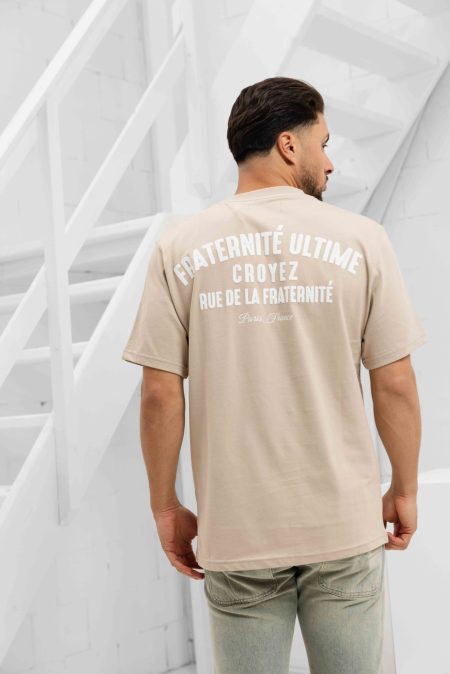 Croyez Fraternité T-Shirt Heren Beige/Wit - Maat L - Kleur: BeigeWit | Soccerfanshop