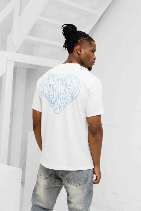 Croyez Stitched Heart T-Shirt Heren Wit/Blauw - Maat M - Kleur: WitBlauw | Soccerfanshop