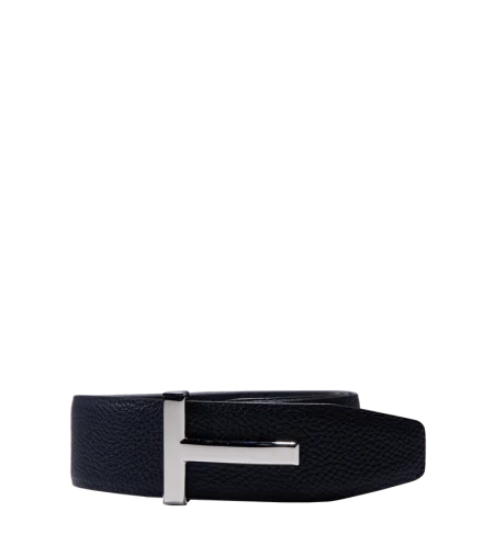 Soft Grain Leather T Icon Belt Dark Navy - 105