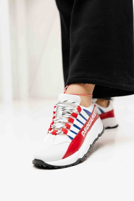 Dsquared2 80197 02 Sneakers Dames Wit/Rood - Maat 37 - Kleur: RoodWitBlauw | Soccerfanshop