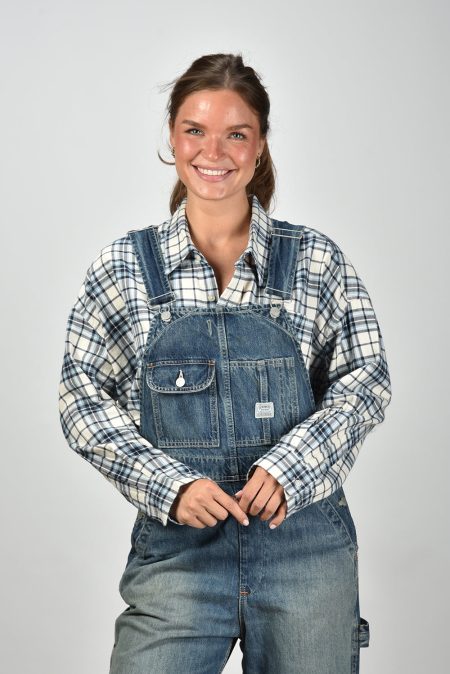 Denimist blouse DSW0024-1018 ecru/light blue plaid