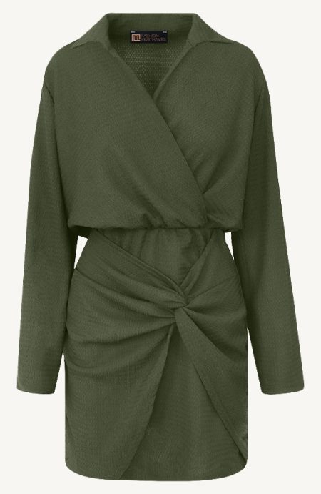 Draped Stretch Dress Army