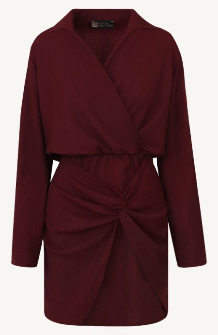 Draped Stretch Dress Burgundy