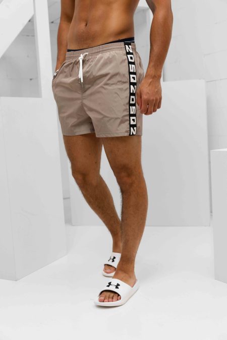 Dsquared2 Tape Logo Zwembroek Heren Lichtbruin - Maat 50 - L - Kleur: Lichtbruin | Soccerfanshop