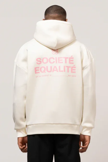 Equalité Societe Oversized Full Zip Hoodie Heren Gebroken Wit/Roze - Maat XL - Kleur: Wit | Soccerfanshop