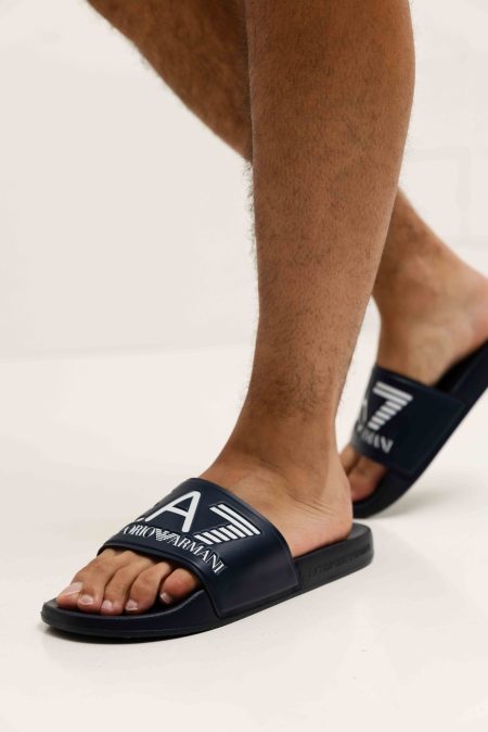 EA7 Emporio Armani Slippers Heren Donkerblauw - Maat 45 - Kleur: Donkerblauw | Soccerfanshop