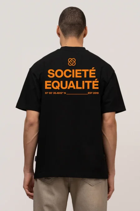 Equalité Societé T-Shirt Heren Zwart/Oranje - Maat XS - Kleur: ZwartOranje | Soccerfanshop