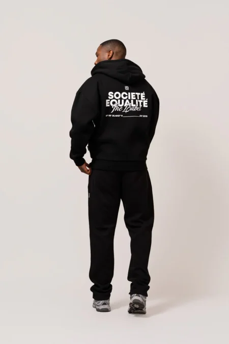 Equalité Societe Oversized Full Zip Hoodie Heren Zwart - Maat L - Kleur: WitZwart | Soccerfanshop