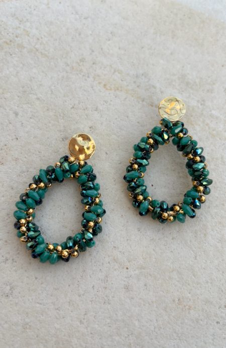 Elegant Beads Oorbellen Goud Smaragd