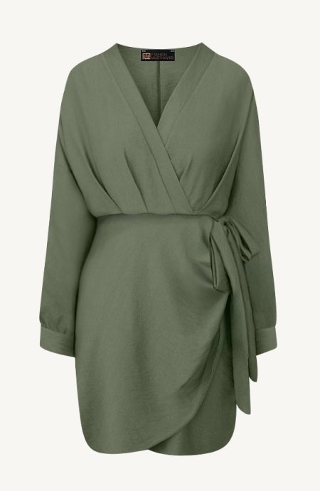 Elegant V-Hals Jurk Army