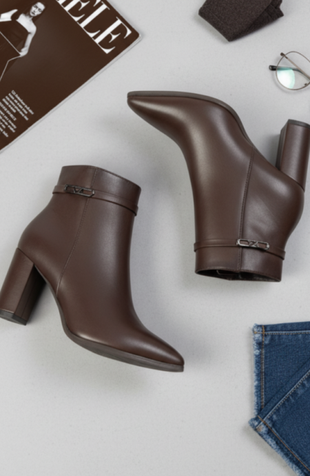 Enkellaarzen Met Hak Bruin