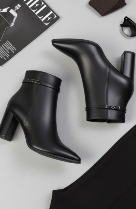 Enkellaarzen Met Hak Zwart