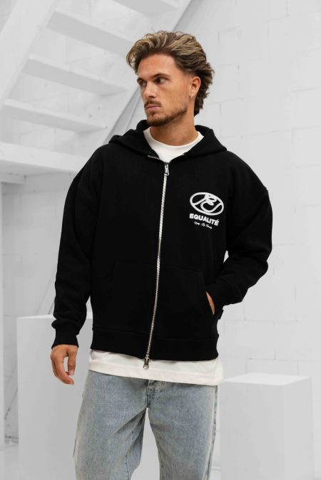 Equalité Arid Oversized Full Zip Hoodie Heren Zwart - Maat XL - Kleur: WitZwart | Soccerfanshop
